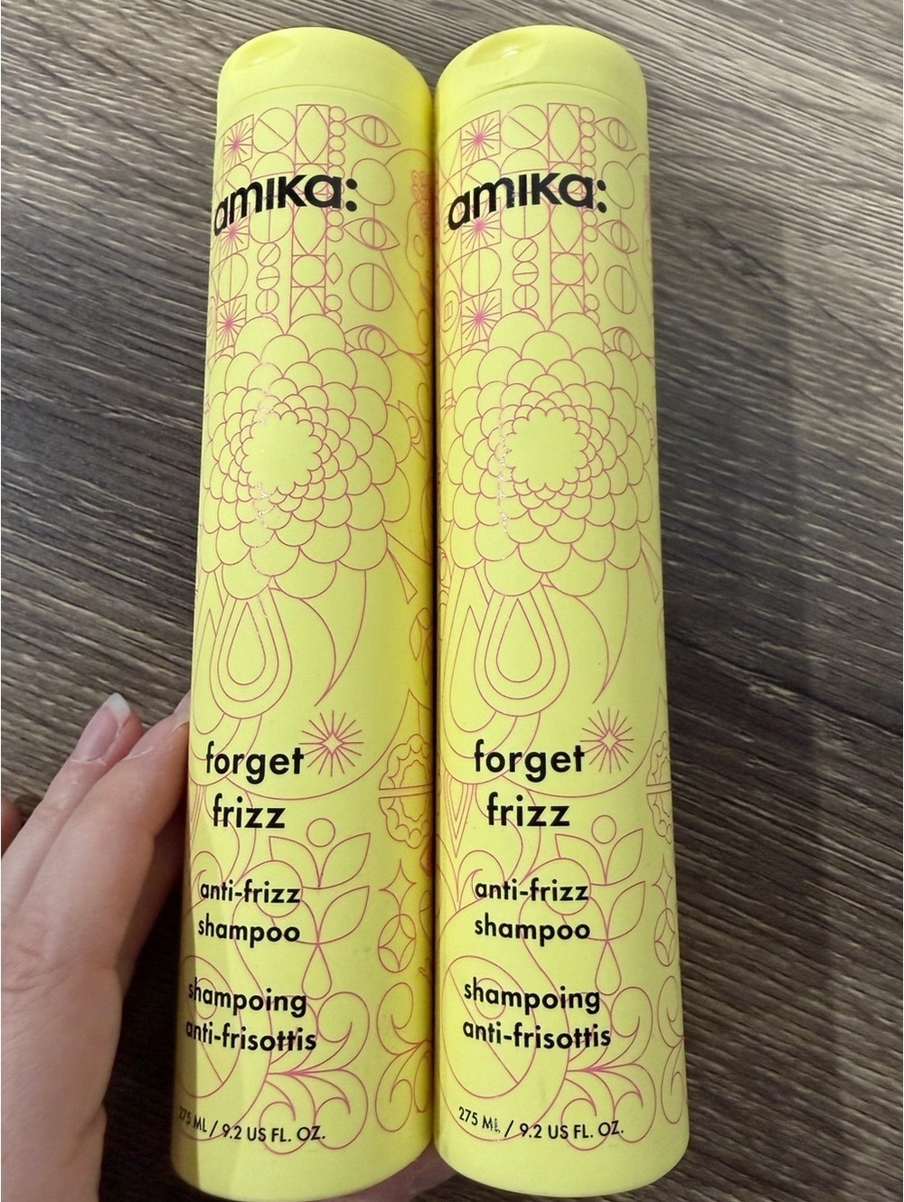 2 x Amika Forget Frizz Anti-Frizz Shampoo 275 ml NEW